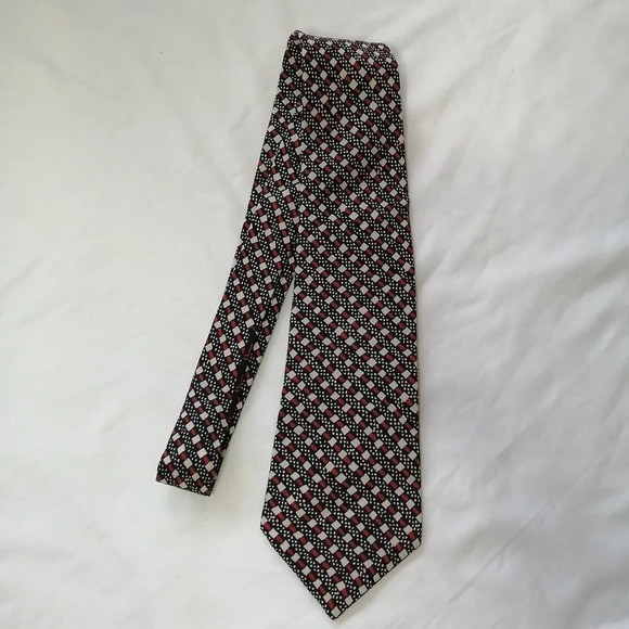 Lanvin Paris 100% Silk Tie Red, White, and Blue Basket Weave Pattern - Picture 5 of 14